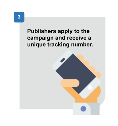 Example Pay Per Call Flow - Step 3 - Publishers Apply to the Campaign and receive a unique Tracking Number